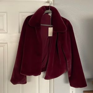 Fuzzy maroon winter coat